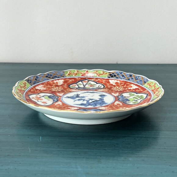 Vintage 1970s Takahashi Imari Japan Porcelain Plate 7.5” Scalloped Edge Gold Rim - Picture 4 of 6
